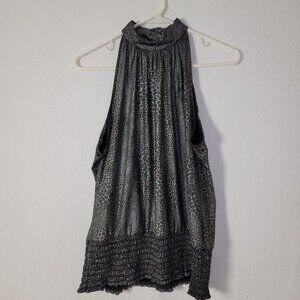 483. Inois Halter Top Silver and Black Sz M